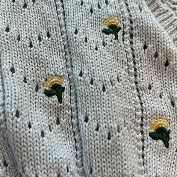 Wild fable cropped light blue dainty knit floral embroidered cardigan - Picture 4 of 13